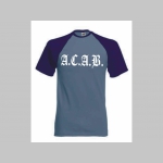 A.C.A.B. pánske belaso-tmavomodré tričko s bielym logom 100%bavlna značka Fruit of The Loom (viacero motívov na výber)